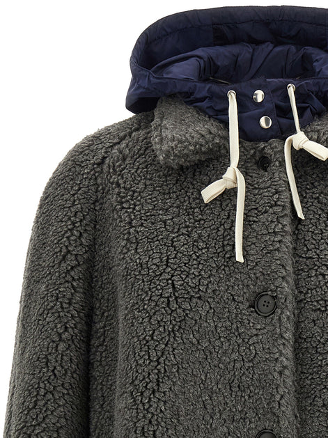 Miu Miu Teddy Nylon Hooded Coat