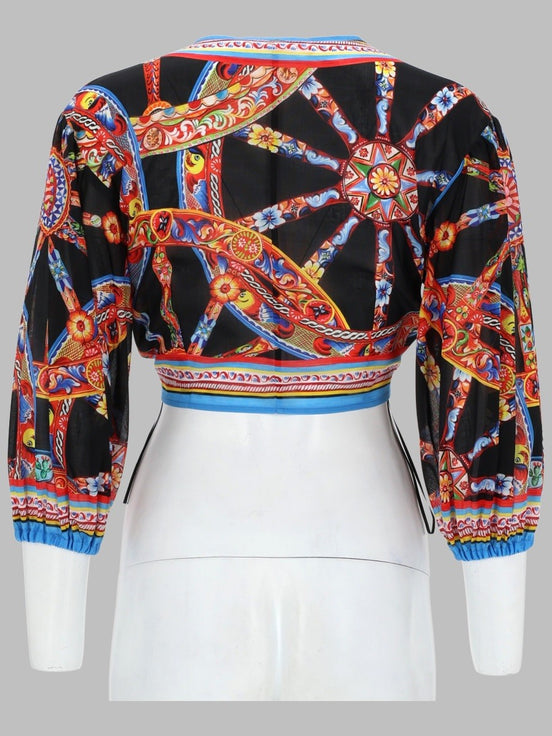 Dolce & Gabbana TOP IN BATISTA STAMPA CARRETTO