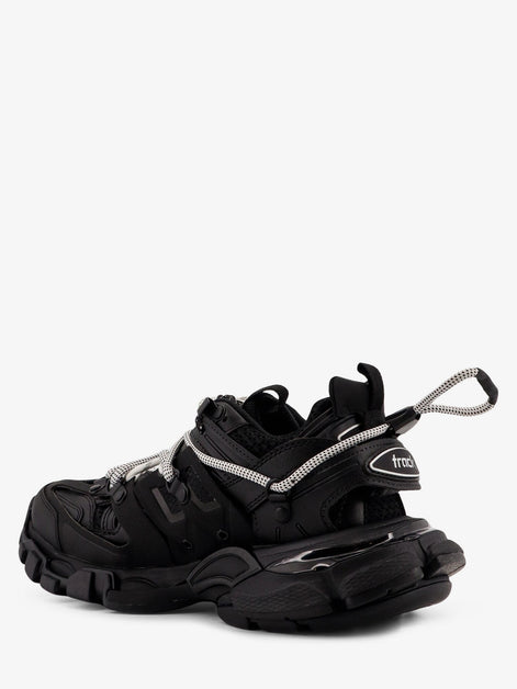 Track mesh sneakers with double laces