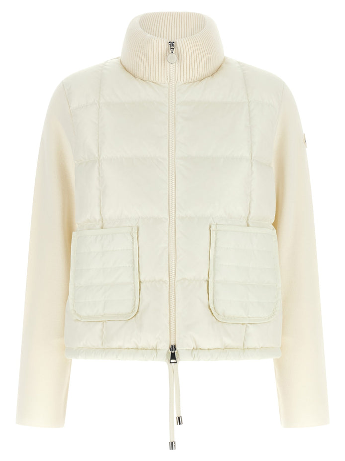 Two-material padded cardigan