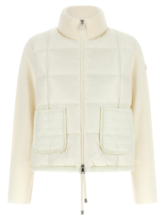 Two-material padded cardigan
