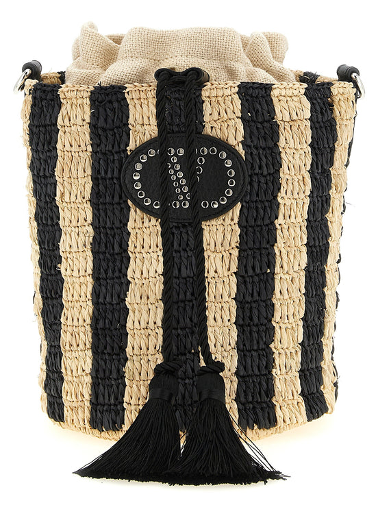 Valentino Garavani raffia small bucket bag
