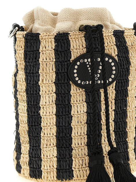 Valentino Garavani raffia small bucket bag