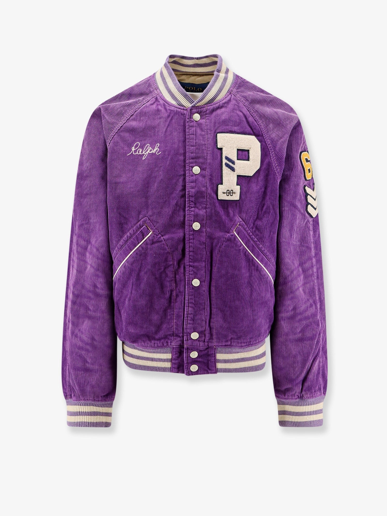 Velvet jacket with flocked logo patch