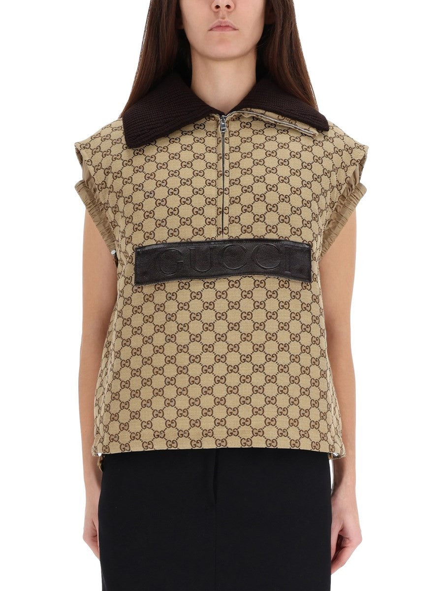 VEST WITH LEATHER LABEL