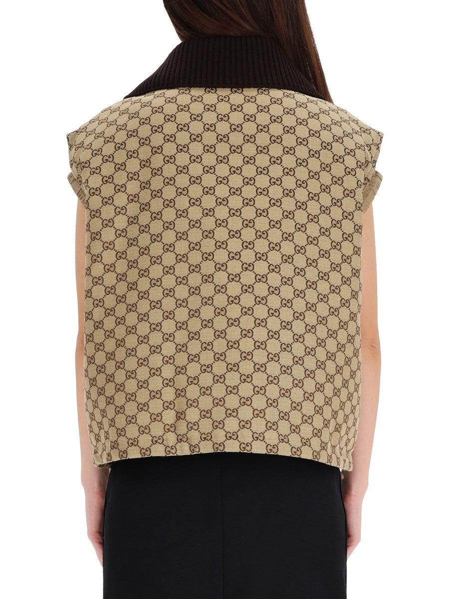 VEST WITH LEATHER LABEL