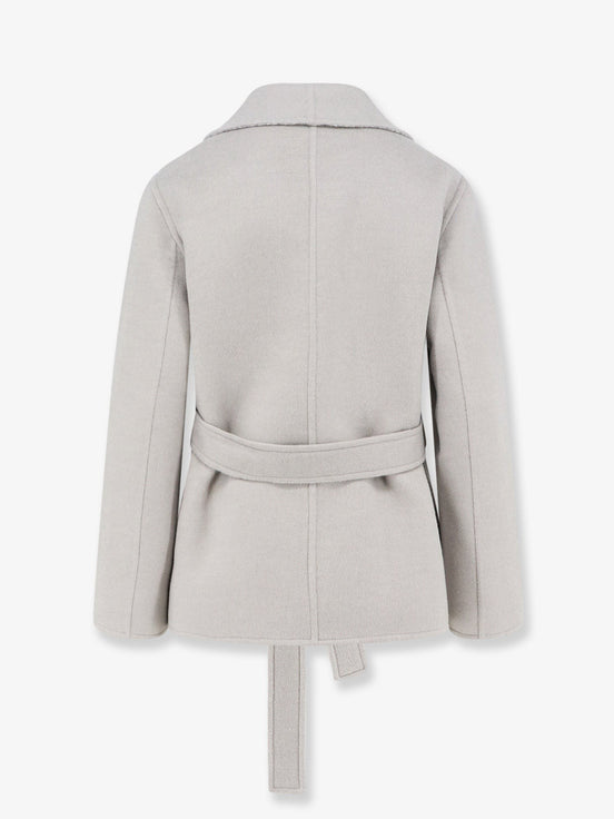 Virgin wool and silk coat with belt