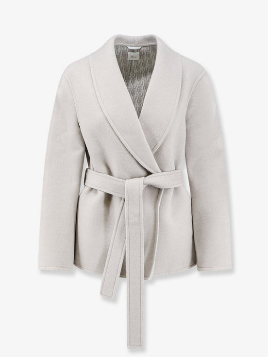 Virgin wool and silk coat with belt
