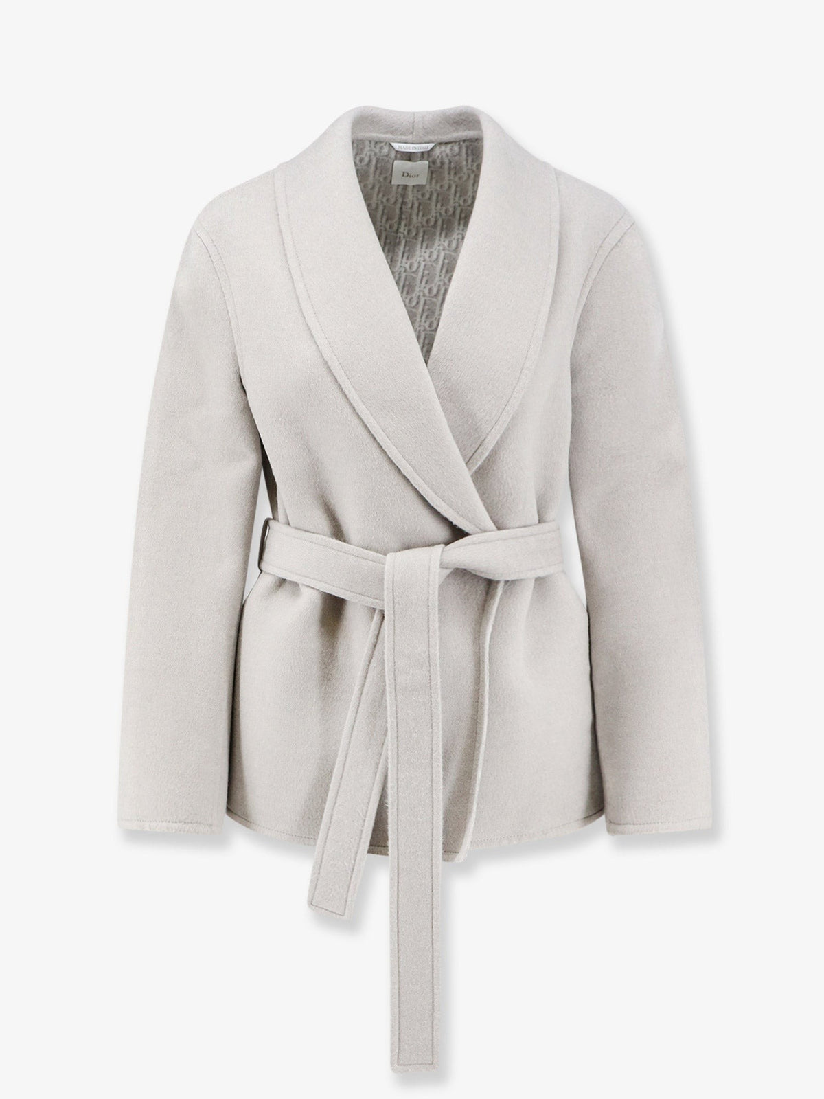 Virgin wool and silk coat with belt