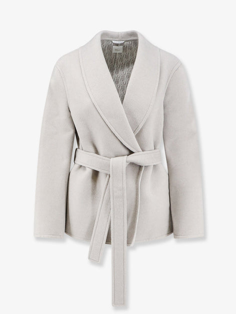 Virgin wool and silk coat with belt