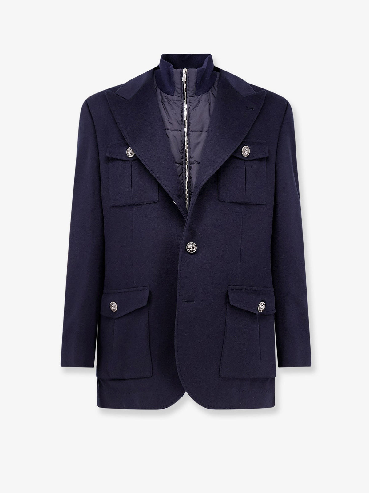 Virgin wool jacket with internal padded vest