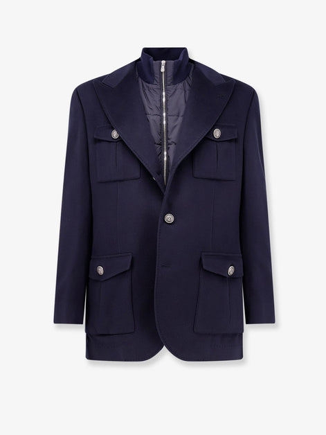 Virgin wool jacket with internal padded vest