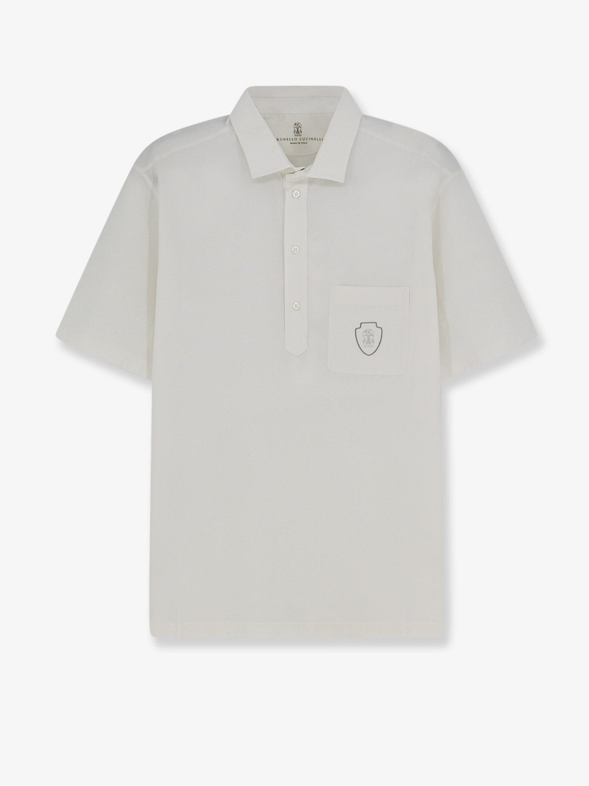 Virgin wool polo shirt with front logo patch