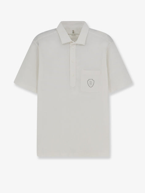 Virgin wool polo shirt with front logo patch