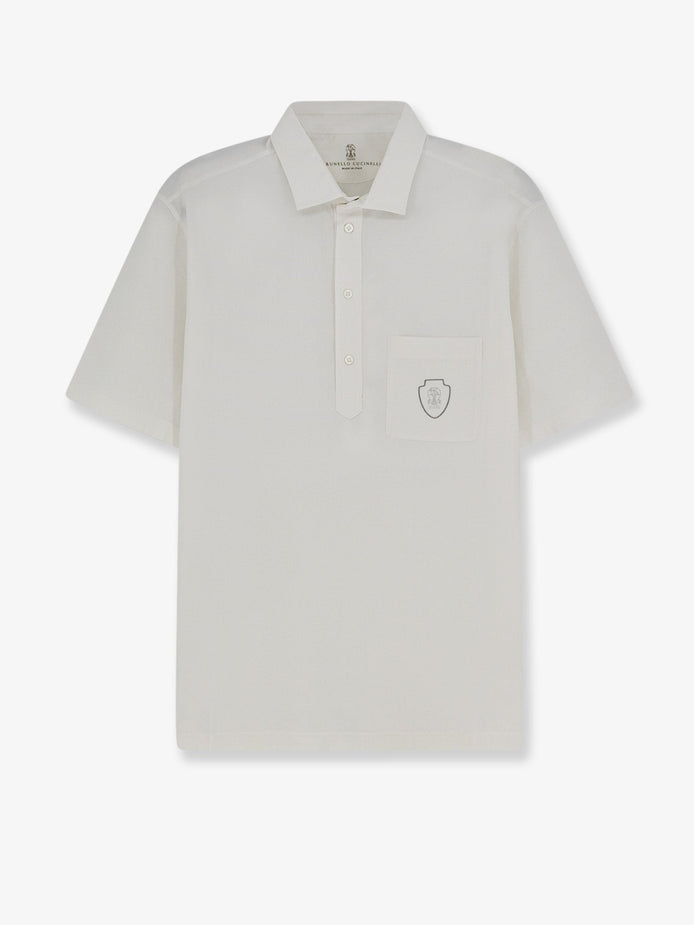 Virgin wool polo shirt with front logo patch