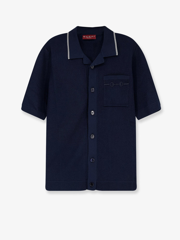 Viscose blend polo shirt with front Horsebit embroidery
