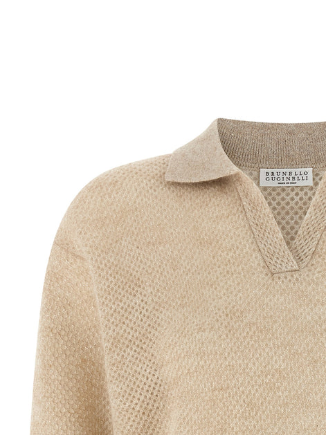 Brunello Cucinelli Waffle processing polo shirt