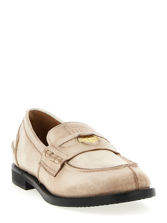 Waxed leather loafers