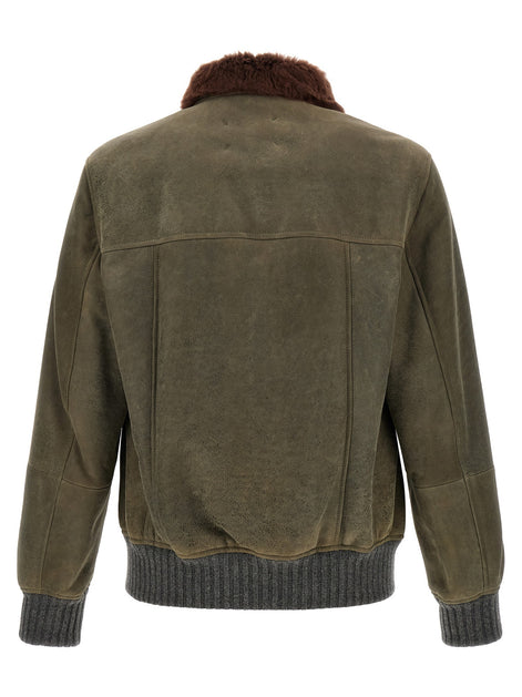 Brunello Cucinelli Waxed shearling bomber jacket