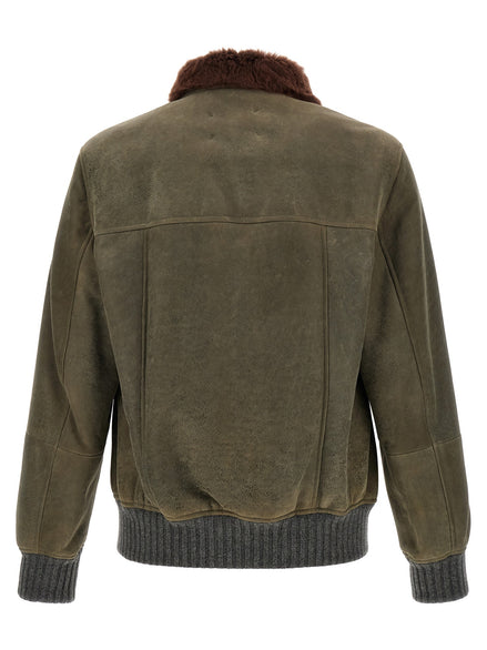Brunello Cucinelli Waxed shearling bomber jacket
