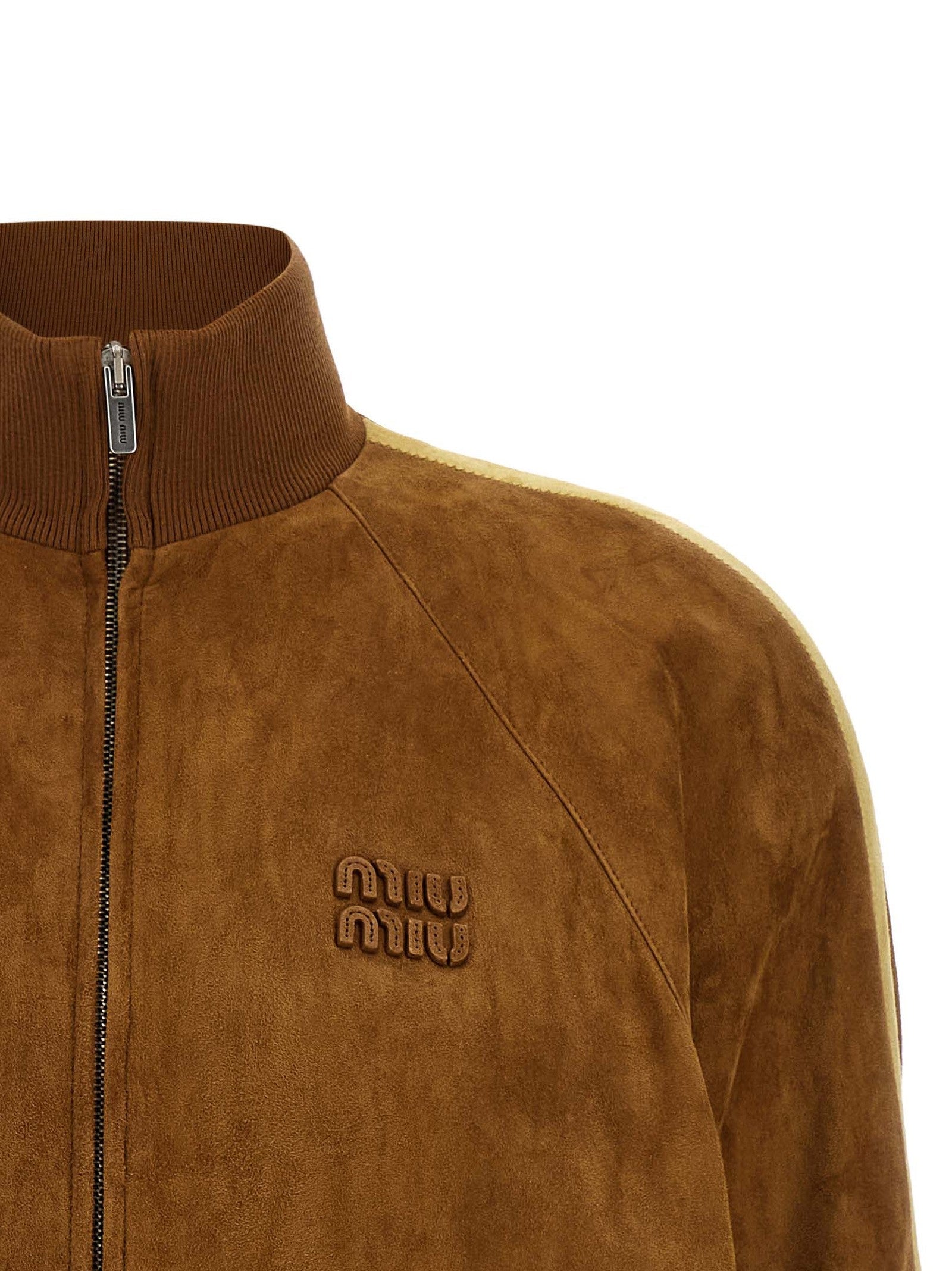Waxed suede bomber jacket