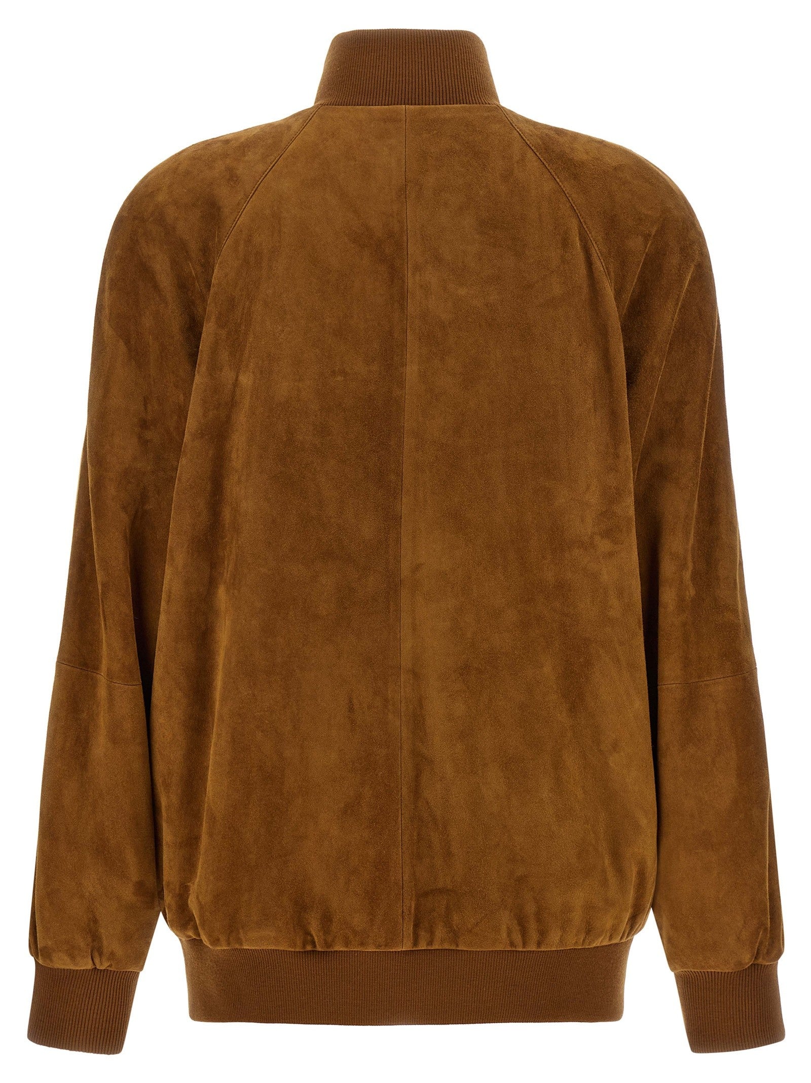 Waxed suede bomber jacket