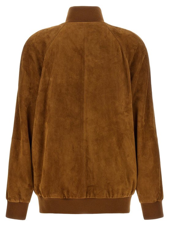 Miu Miu Waxed suede bomber jacket