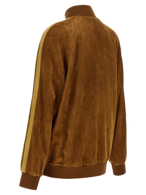 Waxed suede bomber jacket