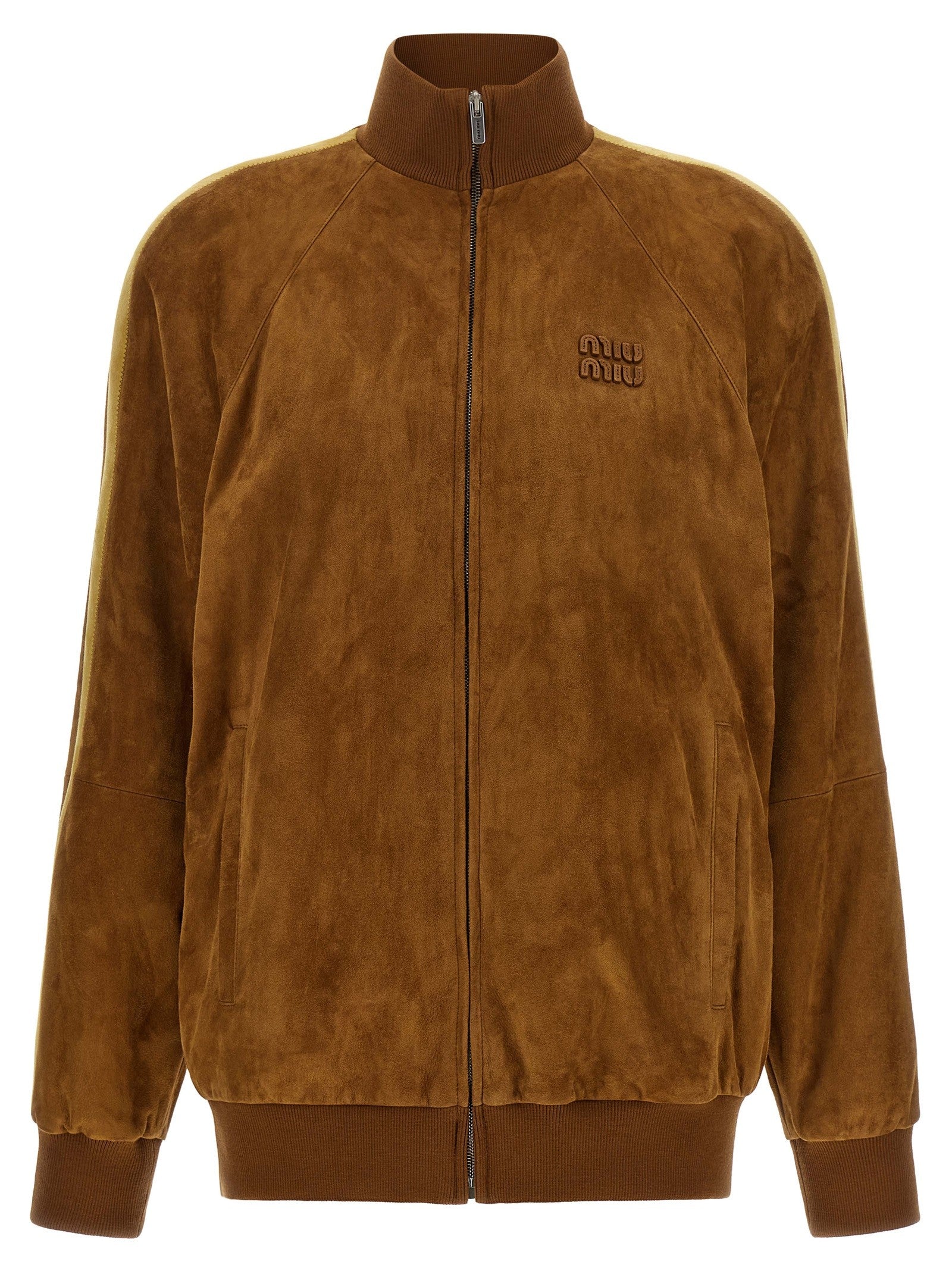 Waxed suede bomber jacket