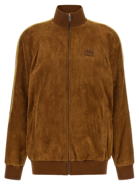 Waxed suede bomber jacket