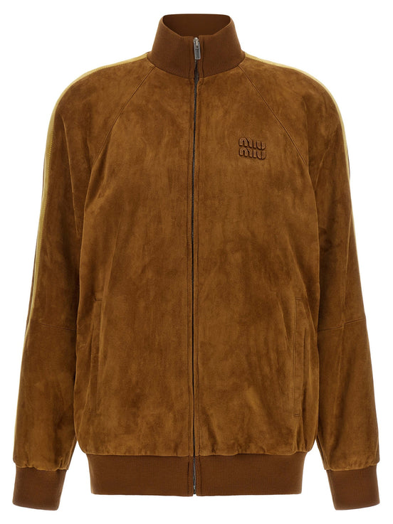 Waxed suede bomber jacket