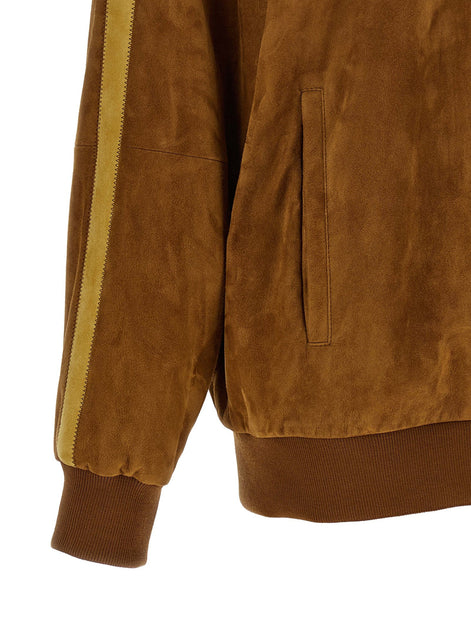 Waxed suede bomber jacket