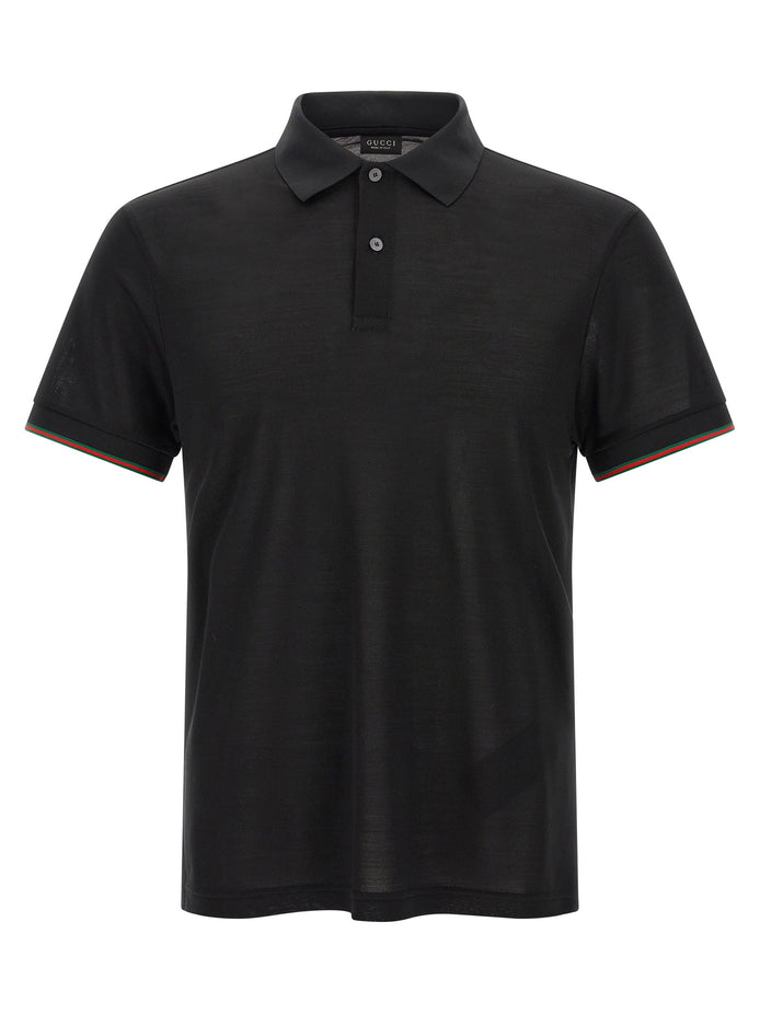 'Web' silk jersey polo shirt