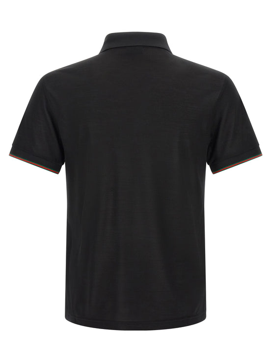 Gucci 'Web' silk jersey polo shirt