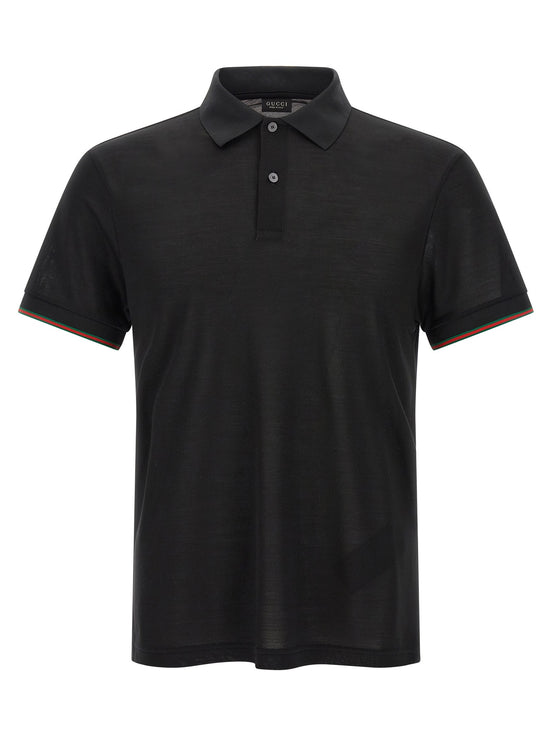 'Web' silk jersey polo shirt