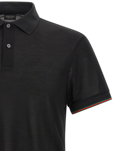 Gucci 'Web' silk jersey polo shirt