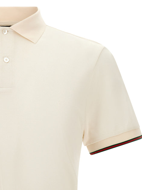 Gucci White 'Web' polo shirt
