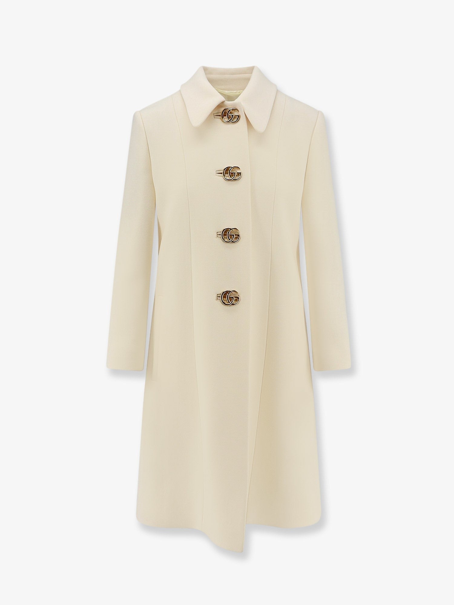 White wool crêpe coat