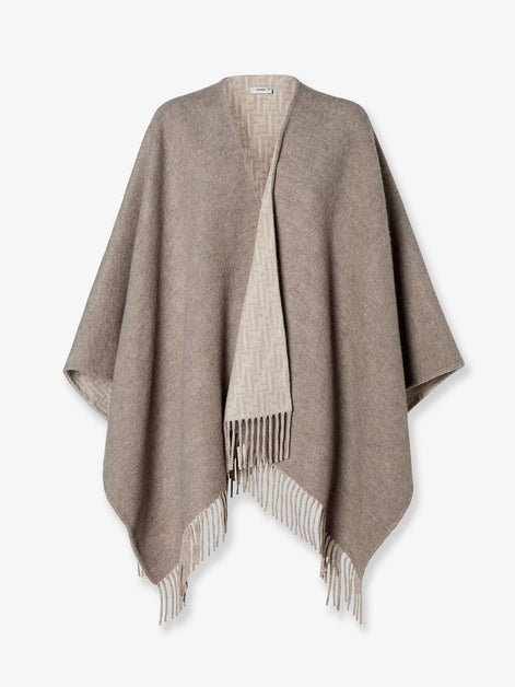 Wool and cashmere cape with FF zucca print