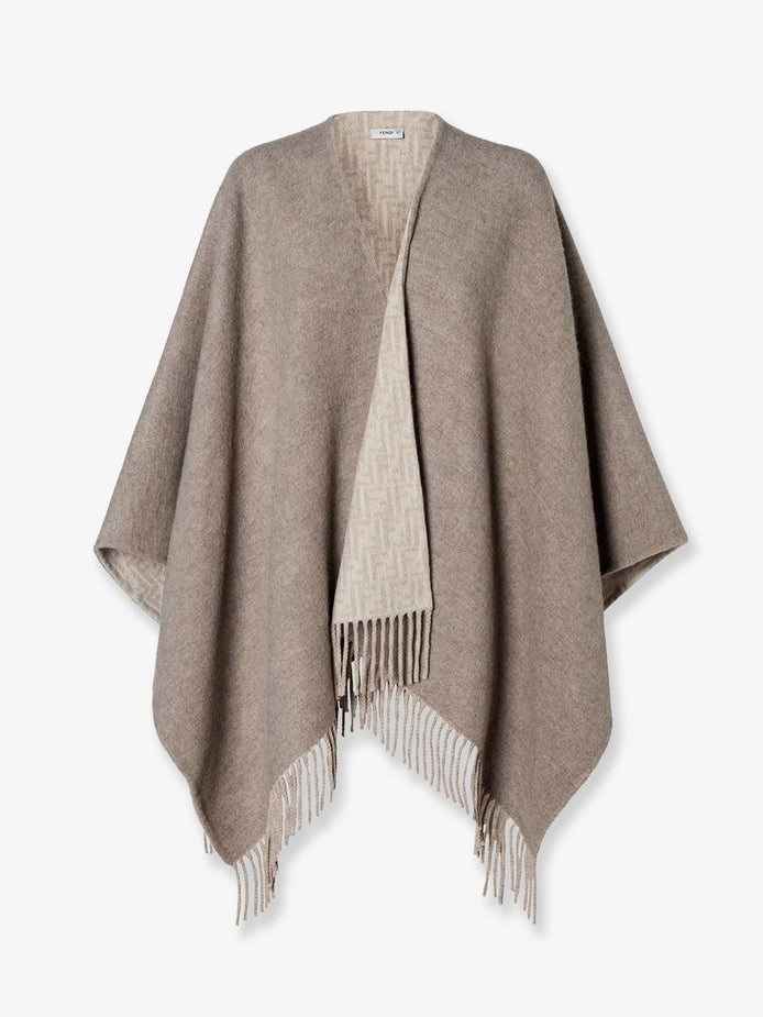 Wool and cashmere cape with FF zucca print