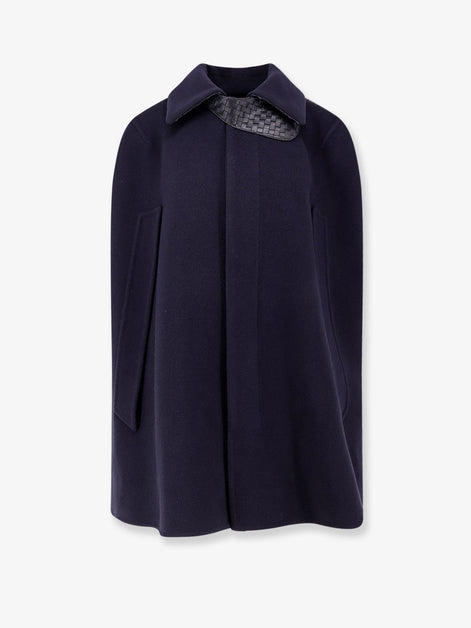 Wool and cashmere cape with Intrecciato leather detail