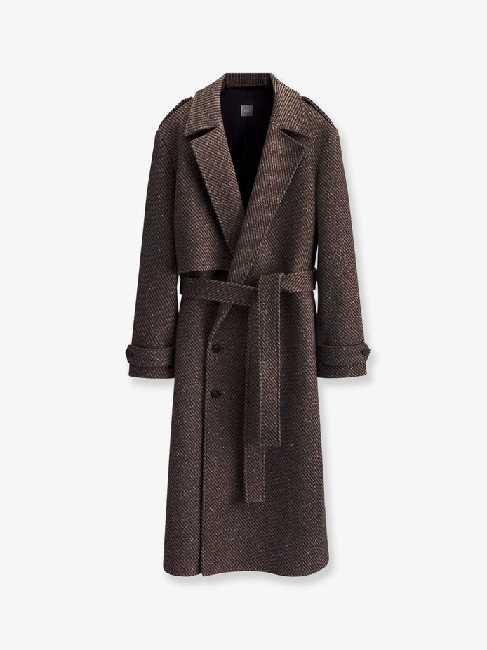 Wool and silk blend natté coat