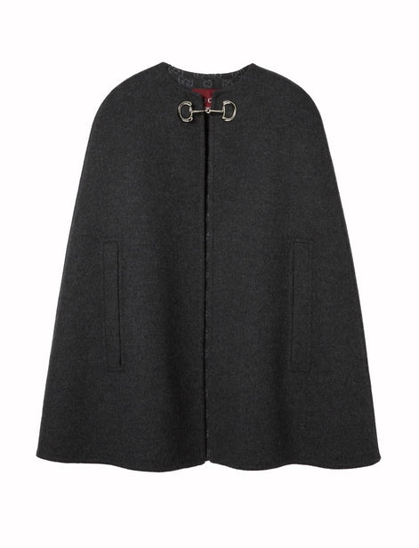 WOOL AND SILK CAPE WITH CLAMP