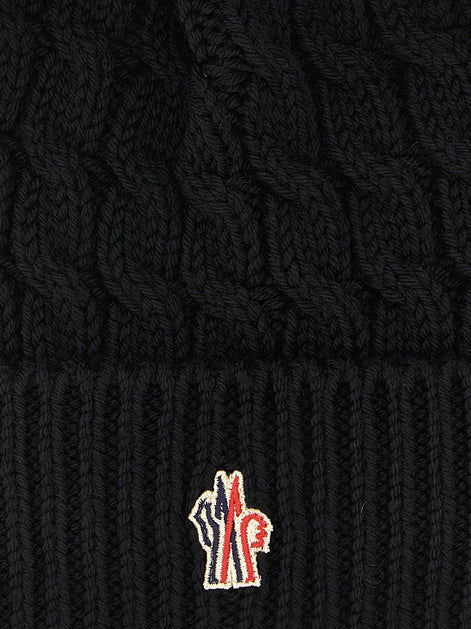 MONCLER GRENOBLE Wool beanie with pon-pon