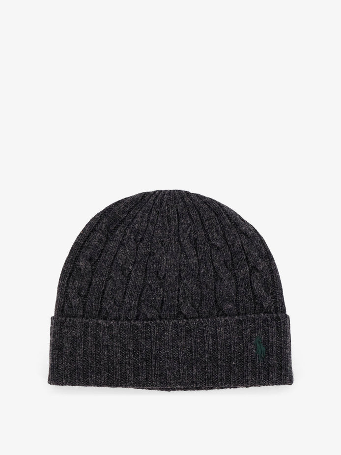 Wool blend cable knit beanie hat