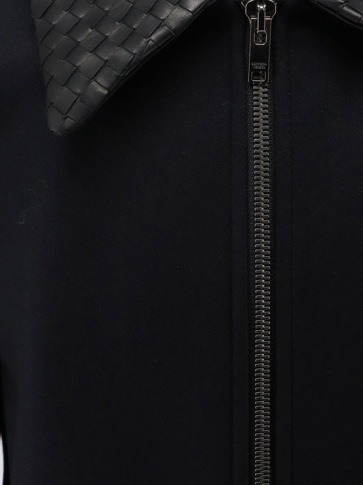 Bottega Veneta Wool jacket with leather collar with Intrecciato motif