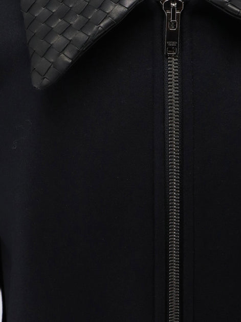 Bottega Veneta Wool jacket with leather collar with Intrecciato motif