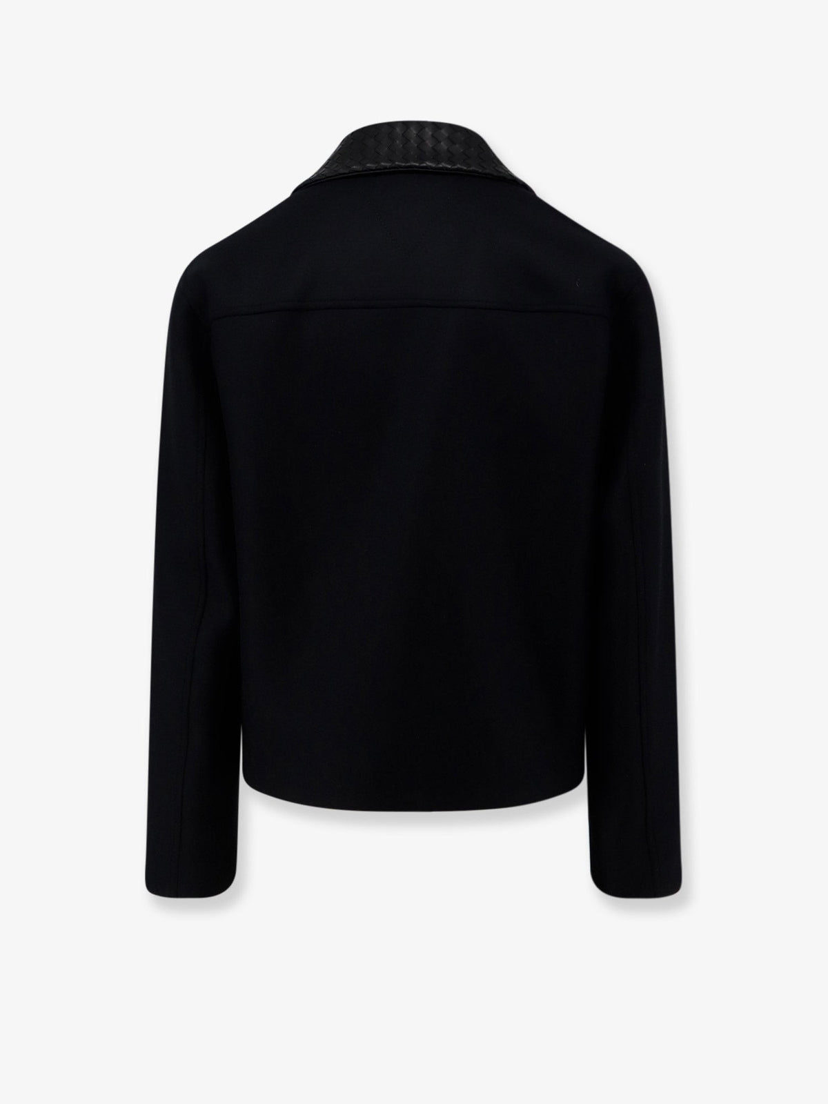 Bottega Veneta Wool jacket with leather collar with Intrecciato motif