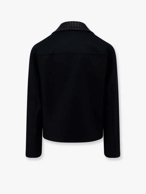 Bottega Veneta Wool jacket with leather collar with Intrecciato motif