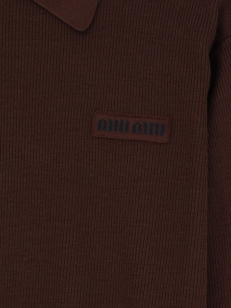Miu Miu Wool polo shirt with embroidered logo on the front